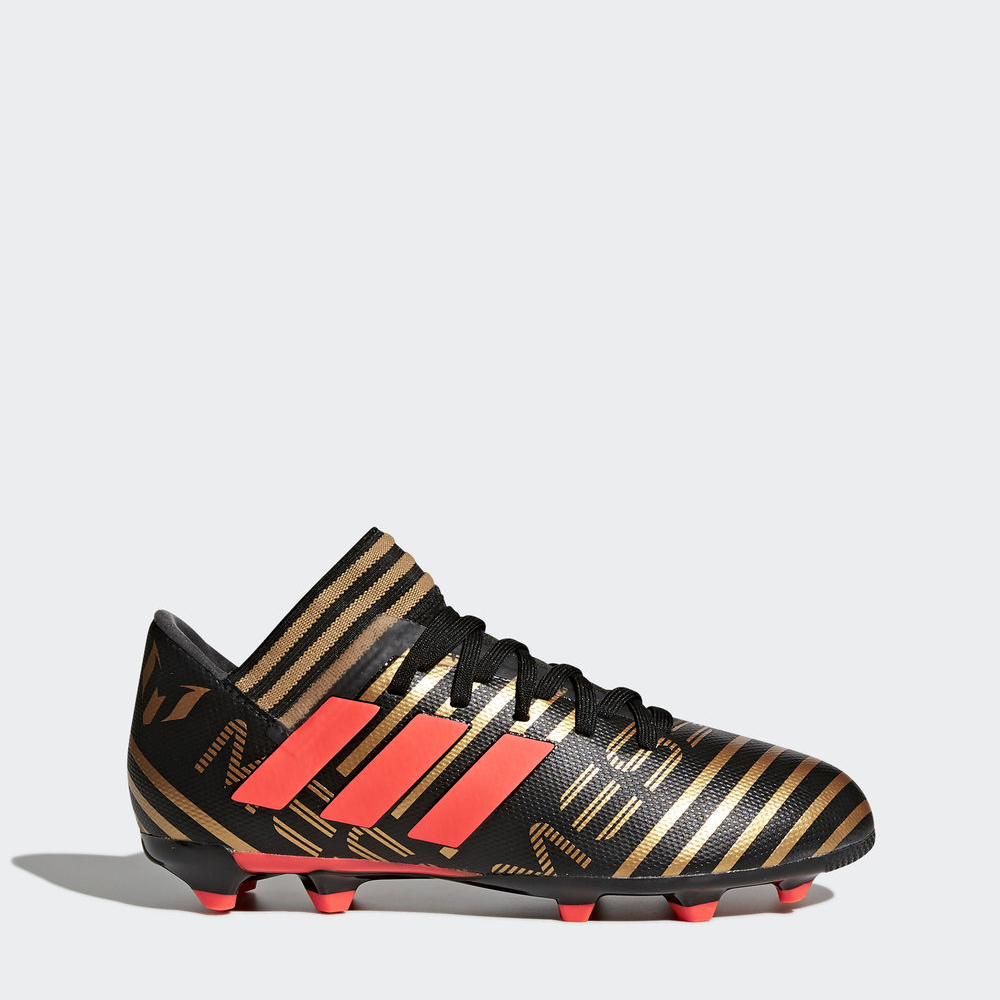 Adidas Nemeziz Messi 17.3 Firm Ground - ποδοσφαιρικα παπουτσια για αγορια - Μαυρα/Κοκκινα/Χρυσο Χρωμ